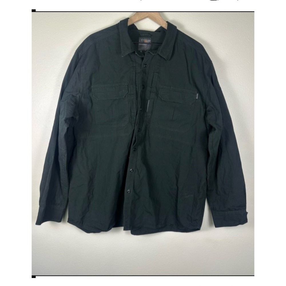 Gorpcore Granola 5.11 TACTICAL Shirt Mens 2XL Black Rugged Long Sleeve Utility